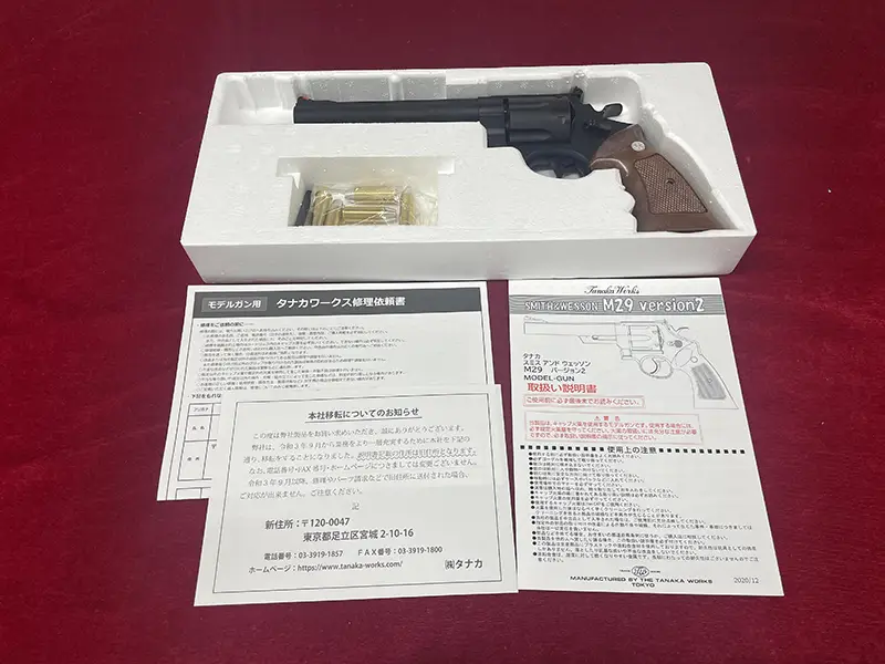 タナカワークス S&W M29 カウンターボアード 6 1/2inch HW 内箱、マニュアル